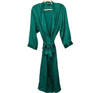 Victoria’s Secret Women’s Vintage Emerald Green Silk Robe with belt Size Large